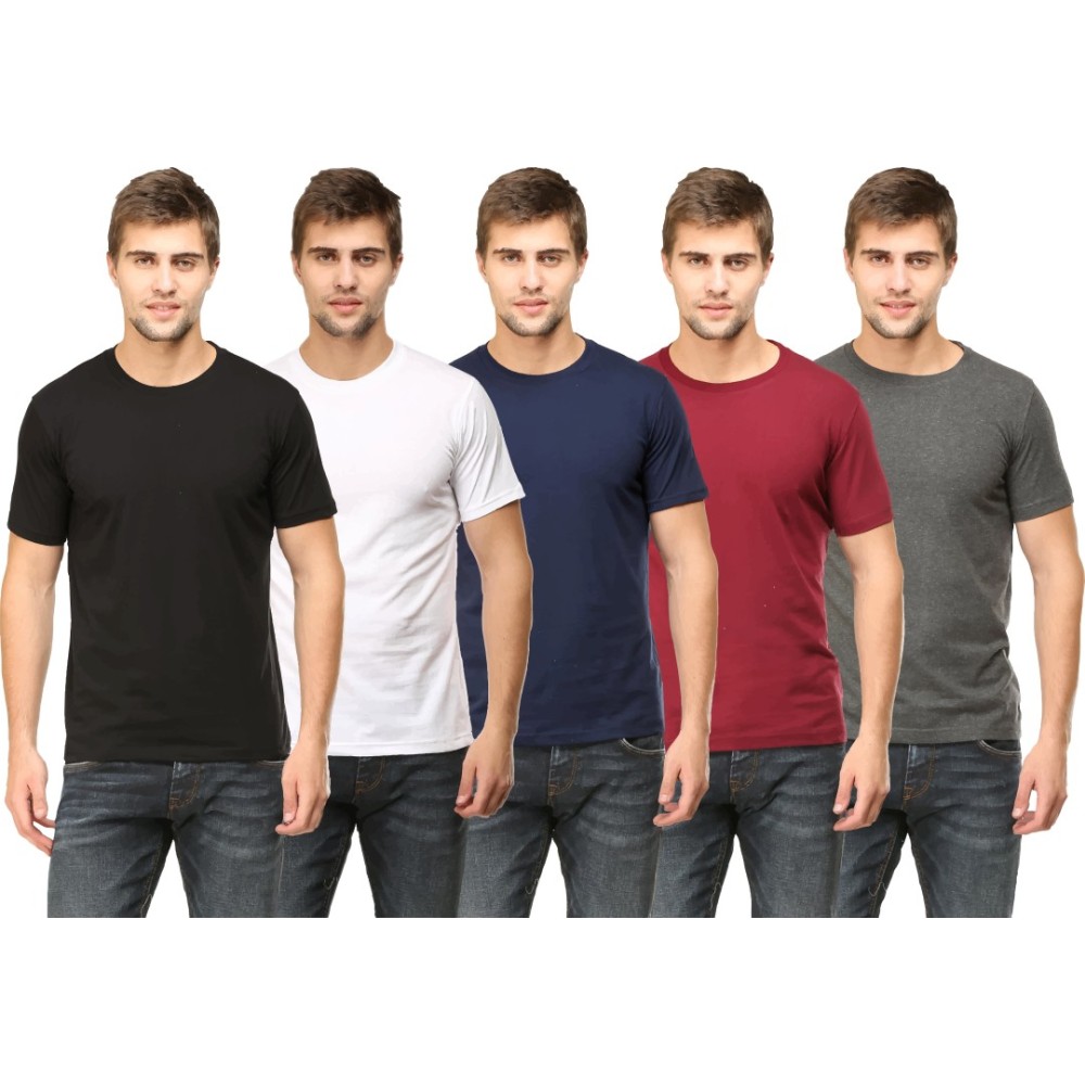 Plain Cotton T Shirt for Men Combo Pack of 5